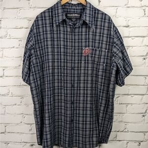 Vintage y2k pelle pelle short sleeve shirt black and blue checks Large